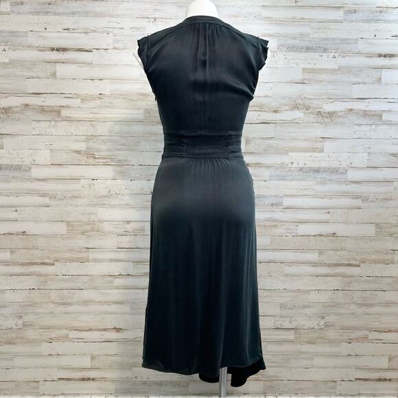 BA&SH Coralie Faux Wrap Dress Size 4 Int'l XS Black Asymmetrical Sleeveless - Picture 11 of 16
